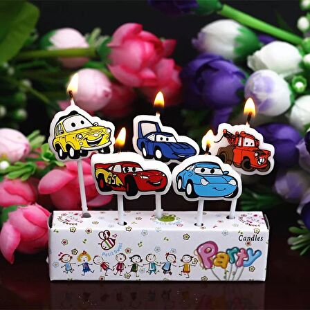 CARS BIRTHDAY CANDLE VIP KALİTE ARABALAR PASTA MUMU 5 ADET CARS DOĞUM GÜNÜ MUMU ARABALI PASTA MUMU