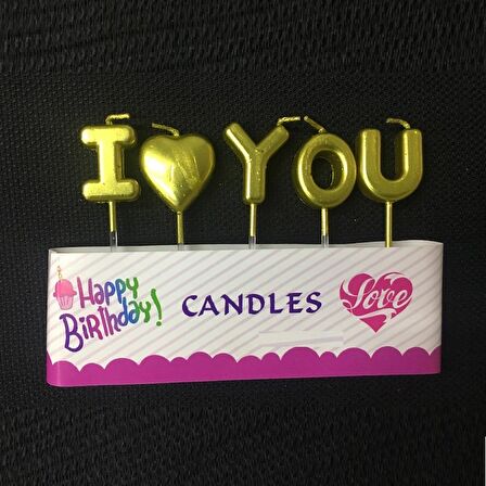 GOLD I LOVE YOU BIRTHDAY CANDLE VIP KALİTE GOLD I LOVE YOU PASTA MUMU GOLD I LOVE YOU DOĞUM GÜNÜ MUMU