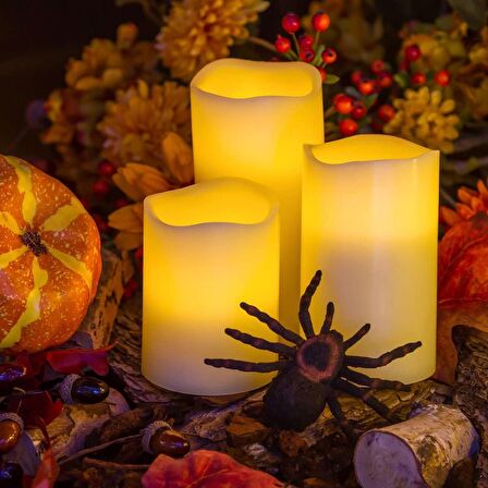 WARM LİGHT LED REMOTE CONTROL ELECTRONİC CANDLE KUMANDALI GÜN IŞIĞI IŞIKLI MUM 3LÜ SET IŞIKLI MUM