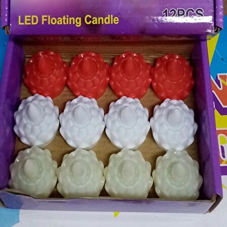 WATER FLOATİNG CANDLE IŞIKLI SU MUMU SENSOR LED LİGHT 12 ADET SUDA YÜZEN MUM KIRMIZI BEYAZ KREM MUM