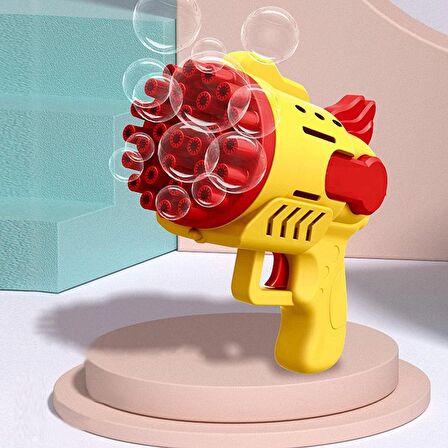 LED LİGHT 29 HOLES BUBBLES GUN 29 DELİKLİ ÇOKLU KÖPÜK ATAN TABANCA SARI KÖPÜK TABANCASI PİLLİ TABANCA