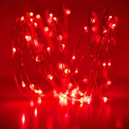 KIRMIZI PİLLİ IŞIK 10 METRE PİLLİ KIRMIZI LED IŞIK NOEL IŞIĞI YILBAŞI IŞIĞI KIRMIZI YILBAŞI AĞACI IŞIĞI
