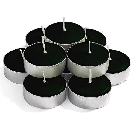 DEKOR DÜĞÜN MUMLARI BLACK TEA LİGHT CANDLE SİYAH TEA LİGHT MUM VIP KALİTE SİYAH MUM 100 ADET TEA LİGHT