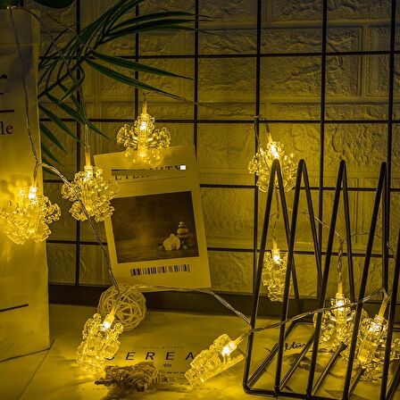 DEKOR DÜĞÜN IŞIKLARI PİLLİ KAR TANESİ MANDAL LED IŞIK GÜN IŞIĞI LED IŞIK SNOWFLAKE CLİPS STRİNG LED