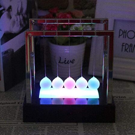 RENKLİ LED IŞIKLI BALANS TOPLARI CAM STRES TOPLARI IŞIKLI VIP İLLUMİNOUS NEWTONS CRADLE LED LİGHT BALL