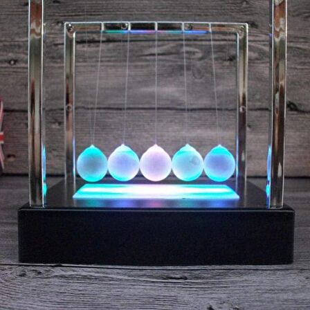 RENKLİ LED IŞIKLI BALANS TOPLARI CAM STRES TOPLARI IŞIKLI VIP İLLUMİNOUS NEWTONS CRADLE LED LİGHT BALL