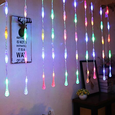 VİTRİN MEKAN SÜSLEME SU DAMLASI SALKIM LED IŞIK RENKLİ LED IŞIK 3 METRE 1.20 CM DAL RENKLİ LED IŞIK