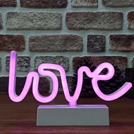 VİTİN MEKAN SÜSLEME IŞIĞI PEMBE LOVE LED IŞIK PİNK LOVE LED LİGHT PİLLİ LED IŞIK PEMBE NEON LED IŞIK