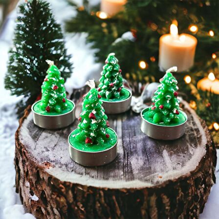 4 PCS MINI PINE TREE CANDLE VIP KALİTE YILBAŞI MUMU 4 ADET ÇAM AĞAÇLI MUM GERÇEK MUM ÇAM AĞACI MUM