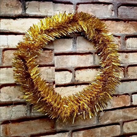 PİLLİ GÜN IŞIĞI LED IŞIKLI GARLAND 5 METRE IŞIKLI PARLAK METALİK GOLD ÇAM DALI IŞIKLI GOLD GARLAND