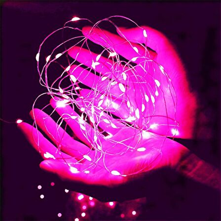4 METRE PEMBE PİLLİ LED IŞIK CANLI PEMBE IŞIK IP65 SU GEÇİRMEZ SEVGİLİLER GÜNÜNE ÖZEL PEMBE LED IŞIK