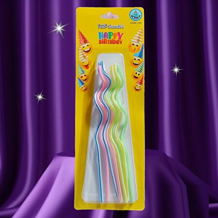 RENKLİ SPİRAL PASTA MUMU 8 ADET RENKLİ SPİRAL DOĞUM GÜNÜ MUMU MULTİ COLOR SPİRAL BIRTHDAY CANDLE