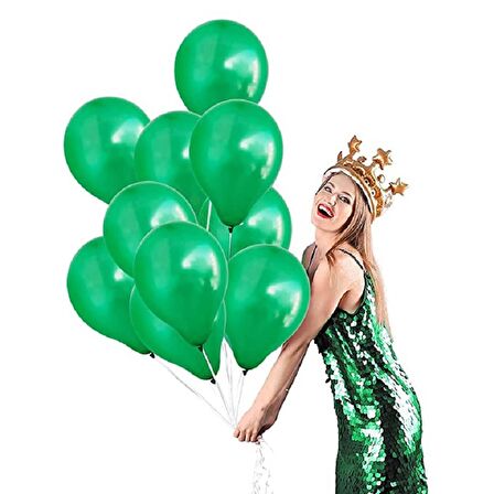 VIP 100 PCS SHINY METALLIC GREEN BALLOON VIP KALİTE PARLAK METALİK YEŞİL BALON HELYUM GAZI UYUMLUDUR