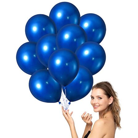 VIP 100 PCS SHINY METALLIC BLUE BALLOON VIP KALİTE PARLAK METALİK MAVİ BALON HELYUM GAZI UYUMLUDUR