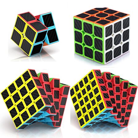 4 SET PROFESSIONAL QY SPEED CUBE CORBON FİBER CUBE VIP 4LÜ SET 2X2 3X3 4X4 5X5 ZEKA KÜPÜ RUBİKS CUBE