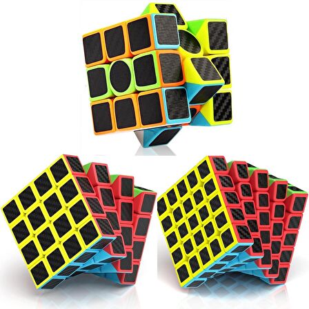 3 SET VIP PROFESSIONAL QY SPEED CUBE CORBON FİBER CUBE VIP 3LÜ SET 3X3 4X4 5X5 ZEKA KÜPÜ RUBİKS CUBE