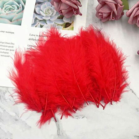 100 ADET KIRMIZI KUŞ TÜYÜ DECOR VIP RED BIRD FEATHER KIRMIZI ŞEFFAF BALON TÜYÜ KIRMIZI SÜSLEME TÜYÜ