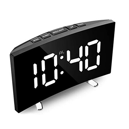 WHİTE LED MIRROR CLOCK BEYAZ LED IŞIKLI SAAT MASA SAATİ ALARM DERECE TARİH PİLLİ + USB DİJİTAL SAAT