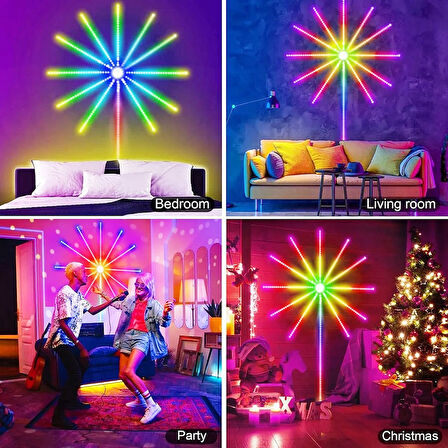 VIP KALİTE HAVAİ FİŞEK NOEL IŞIĞI APP SMART CONTROL IC LED RGB FIREWORKS LIGHT FULL+FULL RENKLİ LED