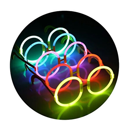 8 ADET VIP DELUXE YUVARLAK GLOW GÖZLÜK GLOW STİCK GÖZLÜK NEON GÖZLÜK IŞIKLI GÖZLÜK FOSFOR GÖZLÜK