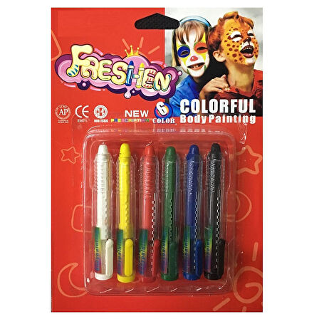 6 PCS COLORFUL BORDY PAİNTİNG KOSTÜM AKSESUARLARI VIP PALYAÇO YÜZ BOYASI 6 LI KALEM YÜZ BOYAMA SETİ