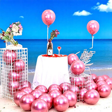 25 ADET PEMBE KROM BALON PARLAK METALİK BALON KROM PEMBE BALON HELYUM GAZINA UÇAN BALONA UYGUNDUR