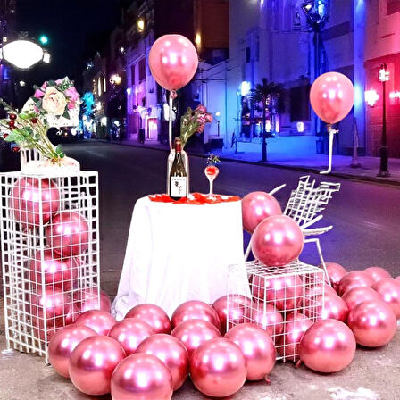 25 ADET PEMBE KROM BALON PARLAK METALİK BALON KROM PEMBE BALON HELYUM GAZINA UÇAN BALONA UYGUNDUR