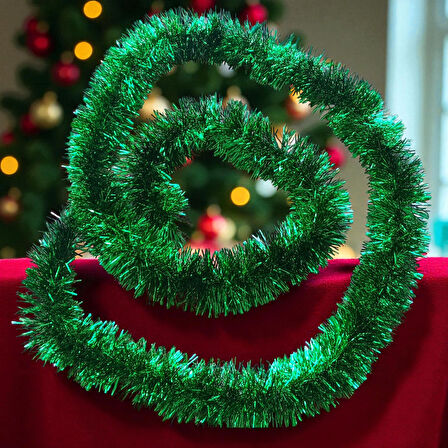 2 METRE METALİK YEŞİL YILBAŞI BOYUN SİMİ YEŞİL YUMUŞAK BOYUN GARLANDI DEKOR YEŞİL SÜSLEME SİMİ