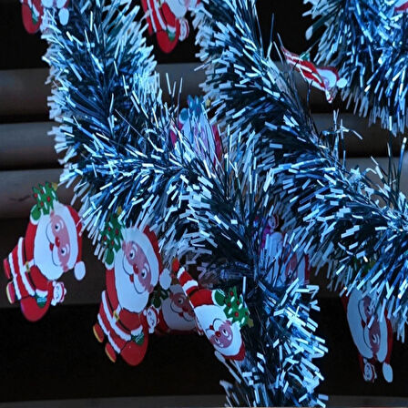 2 METRE VIP KARLI NOEL BABA FİGÜRLÜ YILBAŞI BOYUN SİMİ YEŞİL BEYAZ KARLI YUMUŞAK BOYUN GARLANDI