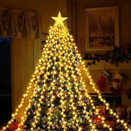 VIP PROFESYONEL IŞIKLI TEPE YILDIZLI LED IŞIK GÜN IŞIĞI 9 DALLI 282 LEDLİ IP65 SU GEÇİRMEZ LED IŞIK