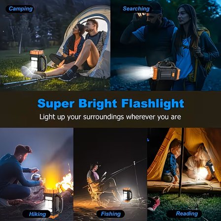 YÜKSEK KALİTE FULL FONKSİYONLU EL FENERİ ŞARJLI SOLOR USB ÇIKIŞLI BEYAZ LED IŞIKLI ABBER LED IŞIKLI