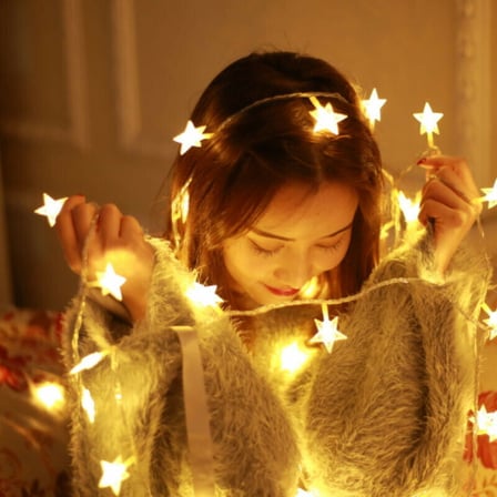 YÜKSEK KALİTE 5 METRE GÜN IŞIĞI YILDIZ LED IŞIK SABİT YANAR 20 LED LAMBALI FİŞLİ NOEL YILBAŞI IŞIĞI