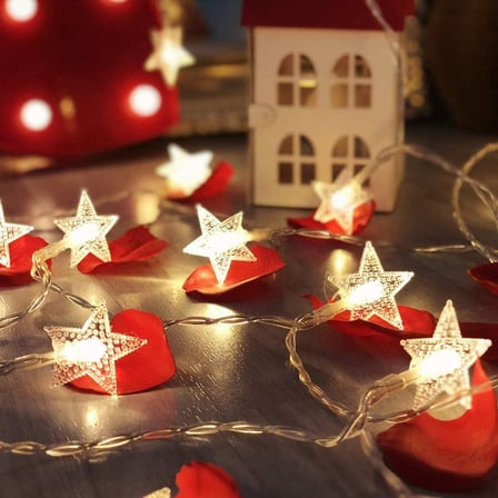 YÜKSEK KALİTE 5 METRE GÜN IŞIĞI YILDIZ LED IŞIK SABİT YANAR 20 LED LAMBALI FİŞLİ NOEL YILBAŞI IŞIĞI