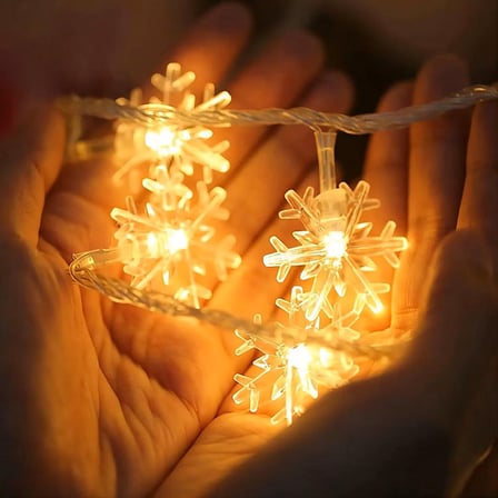 YÜKSEK KALİTE 5 METRE GÜN IŞIĞI KAR TANESİ LED IŞIK SABİT YANAR 20 LEDLİ FİŞLİ NOEL YILBAŞI IŞIĞI