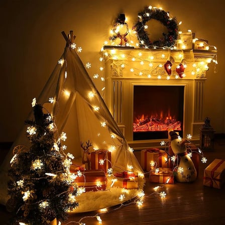 YÜKSEK KALİTE 5 METRE GÜN IŞIĞI KAR TANESİ LED IŞIK SABİT YANAR 20 LEDLİ FİŞLİ NOEL YILBAŞI IŞIĞI