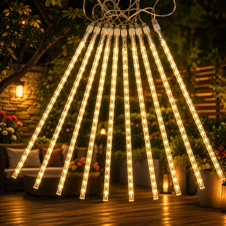 YÜKSEK KALİTE AKAN IŞIK GÜN IŞIĞI YAĞMUR DAMLASI LED IŞIK 10 DAL 45 CM ÇUBUKLAR 360 LEDLİ 4.60 METRE