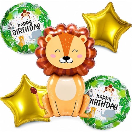 YÜKSEK KALİTE 10 ADET ASLAN SAFARİ KONSEPT FOLYO BALON SETİ ASLANLI FOLYO BALON DOĞUM GÜNÜ BALONU