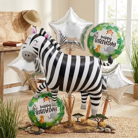 YÜKSEK KALİTE 25 ADET ZEBRA SAFARİ KONSEPT FOLYO BALON SETİ ZEBRA FOLYO BALON DOĞUM GÜNÜ BALONU SETİ