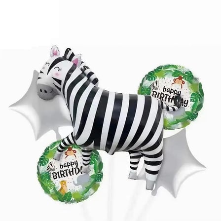 YÜKSEK KALİTE 25 ADET ZEBRA SAFARİ KONSEPT FOLYO BALON SETİ ZEBRA FOLYO BALON DOĞUM GÜNÜ BALONU SETİ
