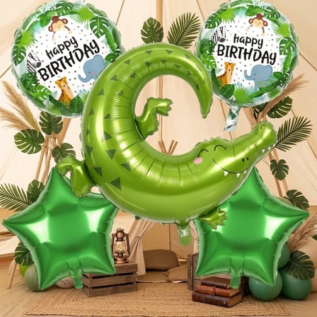 YÜKSEK KALİTE 25 ADET TİMSAH SAFARİ KONSEPT FOLYO BALON SETİ TİMSAH FOLYO BALON DOĞUM GÜNÜ BALONU