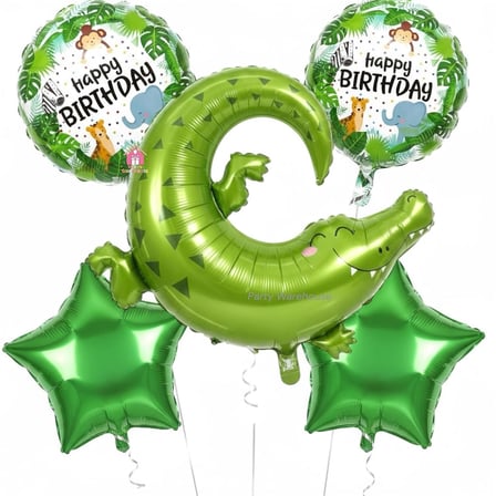 YÜKSEK KALİTE 25 ADET TİMSAH SAFARİ KONSEPT FOLYO BALON SETİ TİMSAH FOLYO BALON DOĞUM GÜNÜ BALONU