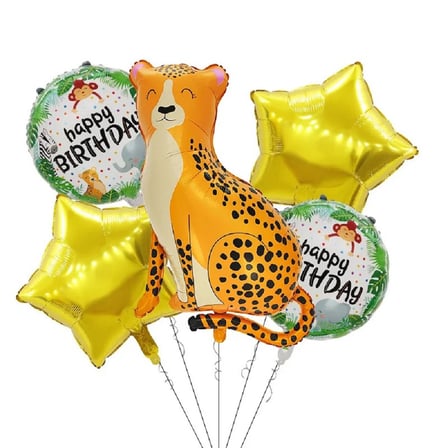 YÜKSEK KALİTE 15 ADET KAPLAN SAFARİ KONSEPT FOLYO BALON SETİ KAPLAN FOLYO BALON DOĞUM GÜNÜ BALONU