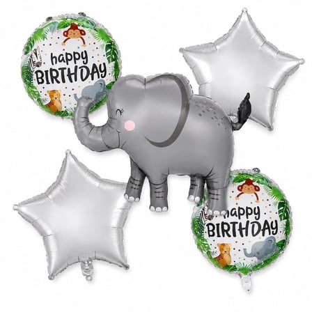VIP YÜKSEK KALİTE 15 ADET FİL SAFARİ KONSEPT FOLYO BALON SETİ FİL FOLYO BALON FİL DOĞUM GÜNÜ BALONU