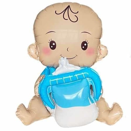 VIP YÜKSEK KALİTE 2 ADET ERKEK BEBEK FOLYO BALON 66 CM YENİ DOĞAN ERKEK FOLYO BALON BİBERONLU BEBEK