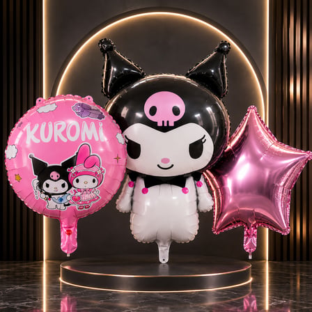 VIP YÜKSEK KALİTE 15 ADET KUROMİ FOLYO BALON FULL SET DOĞUM GÜNÜ KUROMİ KONSEPT BALON KUROMİ BALONU