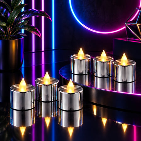 24 ADET GÜMÜŞ GÜN IŞIĞI IŞIKLI TEA LİGHT MUM GÜN IŞIĞI LED IŞIKLI MUM YILBAŞI NOEL MUMU PİLLİ MUM