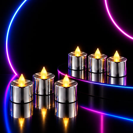 24 ADET GÜMÜŞ GÜN IŞIĞI IŞIKLI TEA LİGHT MUM GÜN IŞIĞI LED IŞIKLI MUM YILBAŞI NOEL MUMU PİLLİ MUM