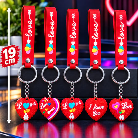 VIP KALİTE 10 ADET KIRMIZI KALPLİ ANAHTARLIK OKUL ÇANTASI AKSESUARI YILBAŞI HEDİYESİ NOEL HEDİYESİ