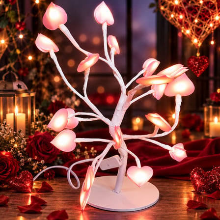 YILBAŞI AĞACI PEMBE KALPLİ YILBAŞI DİLEK AĞACI 220V FİŞLİ 40 CM PEMBE KALPLİ GÜN IŞIĞI LED IŞIKLI