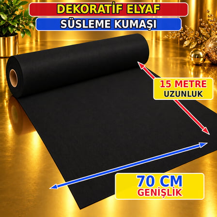 VIP 15 METRE SİYAH TELA KUMAŞ SİYAH ELYAF KUMAŞ AVM NOEL YILBAŞI SÜSLEME KUMAŞI 70 CM GENİŞLİĞİNDE